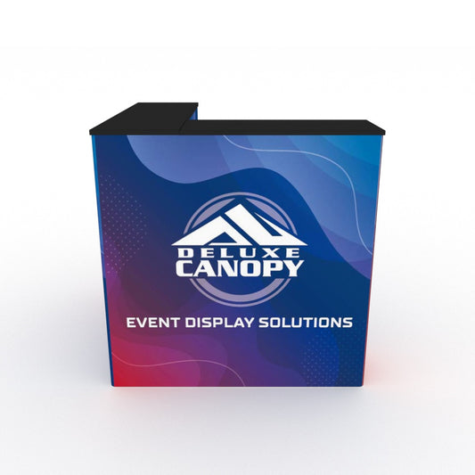 L-Shaped Tension Fabric Counter | Trade Show Display Counters - Deluxe Canopy