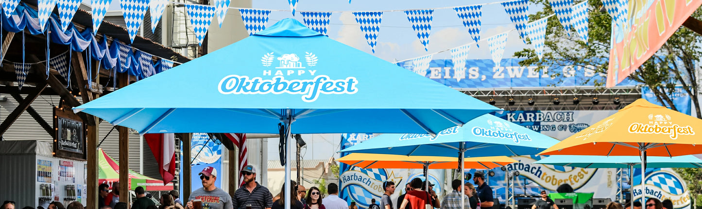 Custom Printed Commercial Restaurant Patio Umbrella - Deluxe Canopy