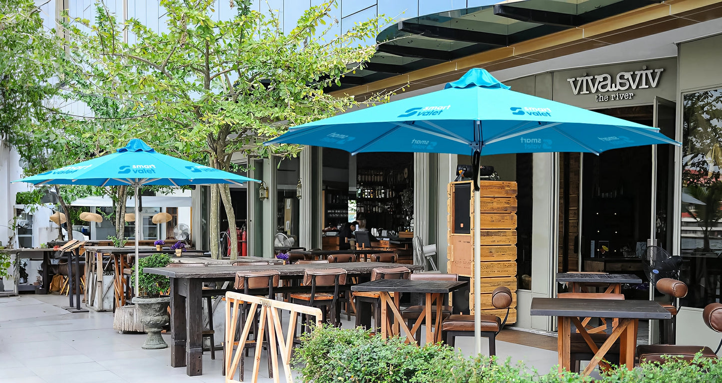 Custom Printed Commercial Restaurant Patio Umbrella - Deluxe Canopy