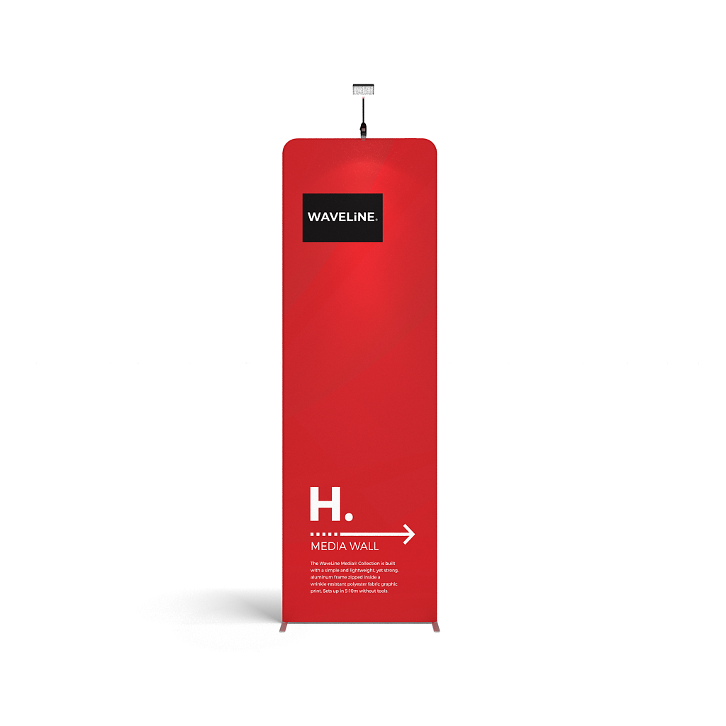 WaveLine® Media Display Wall H Modular Tension Fabric Display Wall. Event marketing trade show display wall. Front View WaveLine® Media Display Wall Modular. WLM-2000H