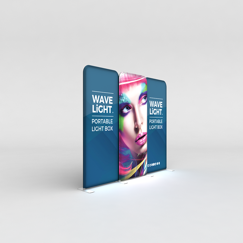 WaveLight® LED Backlit Tension Fabric Display 12ft for Trade Shows and Events
