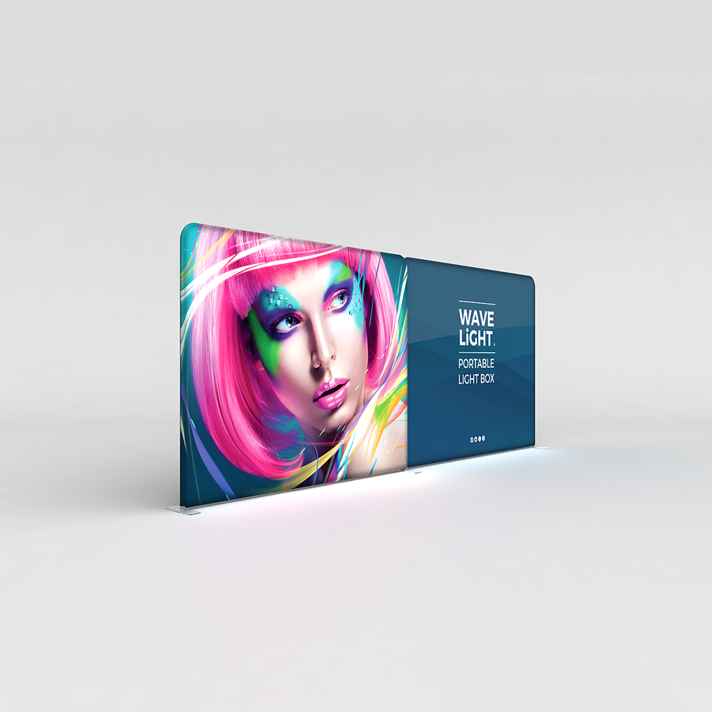 WaveLight® LED Backlit Tension Fabric Display 20ft for Trade Shows and Events