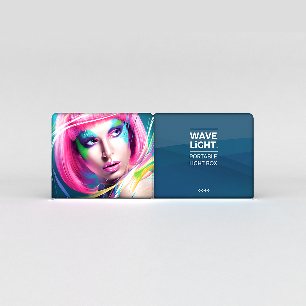 WaveLight® LED Backlit Tension Fabric Display 20ft for Trade Shows and Events - front view